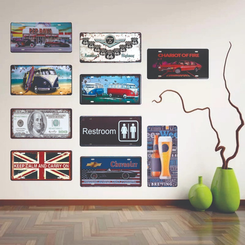 Imagen 6 de 10 de 20 Placas De Metal Vintage Retro Decorativas Antiguas 30x15