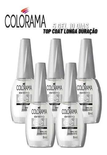 Kit 5 Esmalte Colorama Top Coat Gel 10 Dias Atacado Manicure