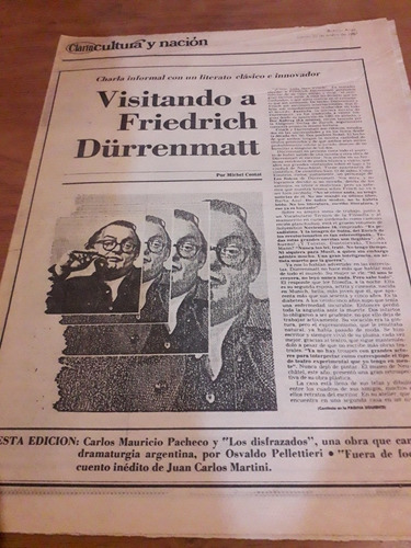 Diario Clarin Cultura Friedrich Durrenmatt Pacheco 22 1 1987