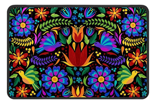 Felpudo Floral Mexicano Bordado Pájaros Alfombrilla Resistir