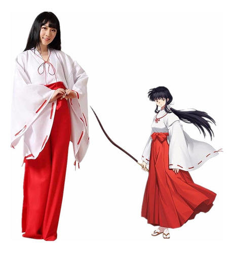 Anime Japonés Kikyo Miko Kimono Cosplay Bruja Disfraz