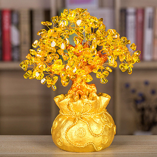 Para Árbol De La Suerte Chino Citrino Cristal Dinero Árbol