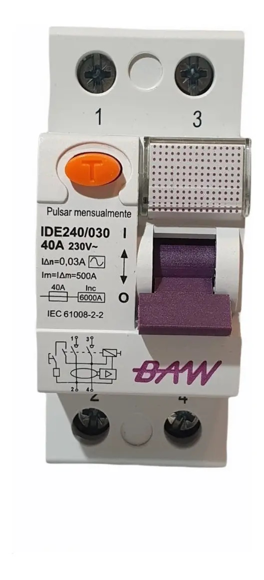 Disyuntor Diferencial BAW 2x40A 30mA ID240/030