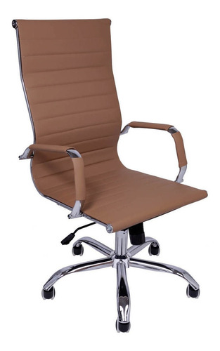 Cadeira de escritório Show de Cadeiras Presidente Charles Eames  caramelo com estofado de couro sintético