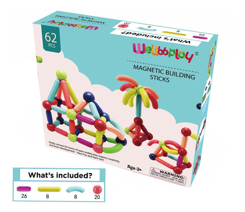 Set Construcción Magnético 62 Piezas Stem + Envio
