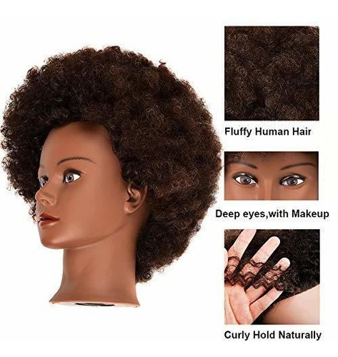 Maniqui Cabeza Cabello Natural Marrón 22 Cm N2 Marrón Oscuro