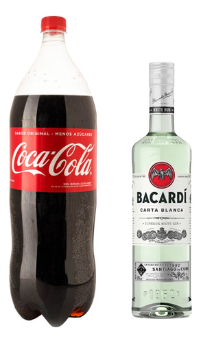 Combo Ron Bacardi Blanco 750ml + Coca Cola 2,25 L Cuba Libre