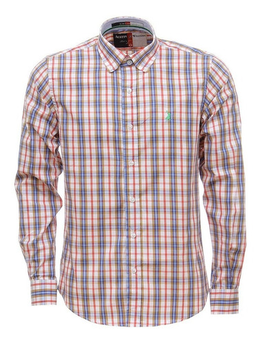 Camisa Xadrez Masculina Manga Longa Rosa Austin Western 3163