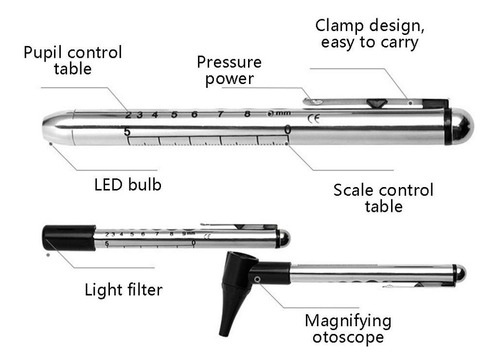 Otoscopio Set Fibra Óptica Oftalmoscopio Led Ent Diagnostic