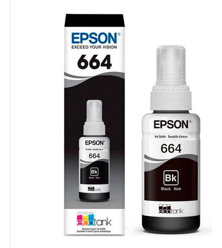 Pack 2 Unid. Botella Tinta Epson T664 70ml Originales Negro.