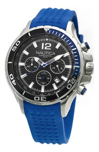 Reloj Nautica Napnstf05 Para Hombre Malla Azul Bisel Negro/azul Fondo Negro