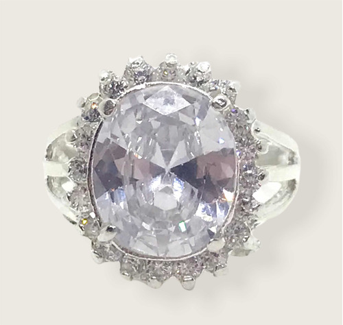 Anillo De Plata 925 Con Piedras Zafiro Azul Y Piedras Cubic
