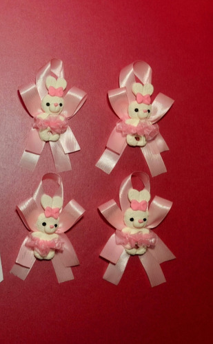 50 Distintivos Conejita Rosa Baby Shower Recuerdo