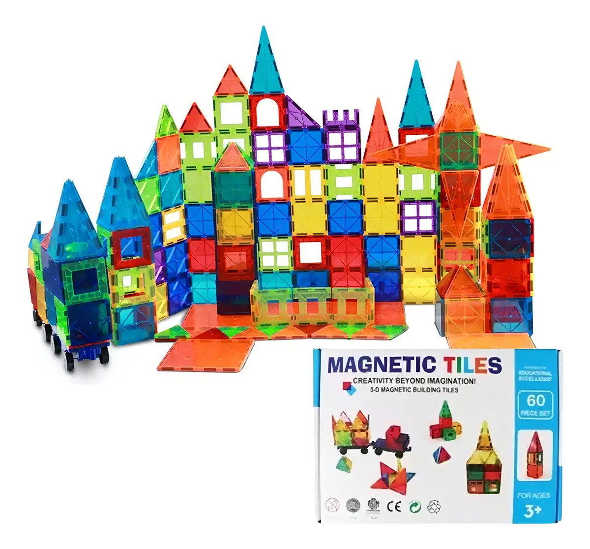 Juego De Bloques De Construcción Magnéticos 3d 60 Piezas