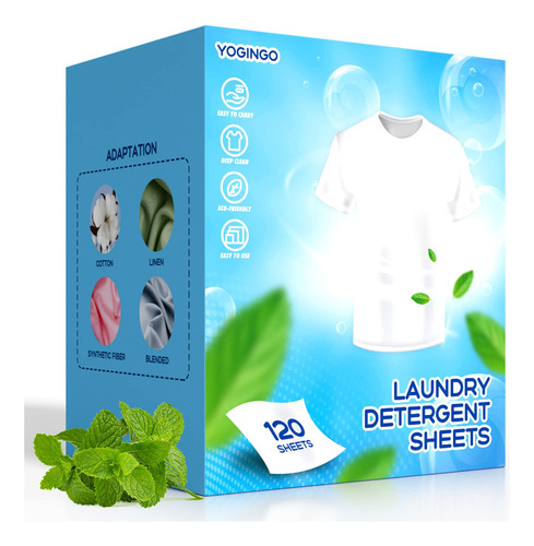 Yogingo Hojas De Detergente Para Ropa, Hasta 240 Cargas (120