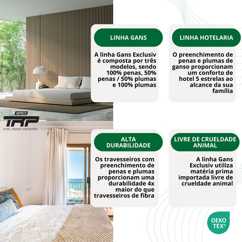Travesseiro Gans Exclusiv Harmony 50% Penas 50% Plumas Cor Branco