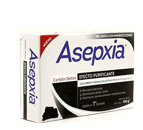 Asepxia Jabón Carbón Detox, Efecto Purificante, Piel Mixta