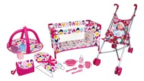 Comprar Coche Corral Cuna Mecedora Para Muñecas Bebés Set Muñecas