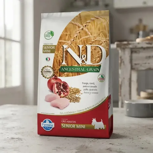 Ração Seca N&D Ancestral Grain Sênior Mini Frango 800g Cães
