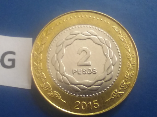 Antigua Moneda 2 Pesos Año Del 2015 Sc República Argentina 