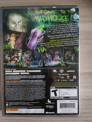 Microsoft Xbox 360 Batman Arkham Asylum (Usado)