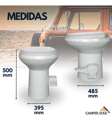 Vaso Sanitário Fixo Perfil Alto Banheiro Motorhome Trailer