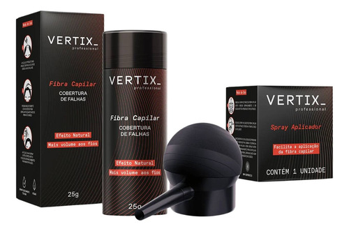 Kit Fibra Capilar Com Spray Borrifador Aplicador Vertix