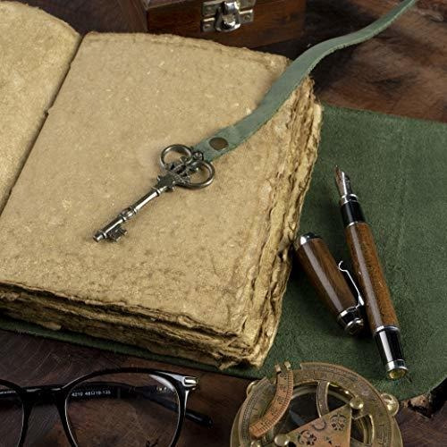 Diario Cuero Vintage Papel Pergamino 19x14cm 240 Pag Verde
