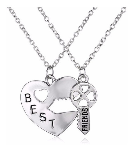 Dije Parejas Best Friend Corazon Llave - Color Plata