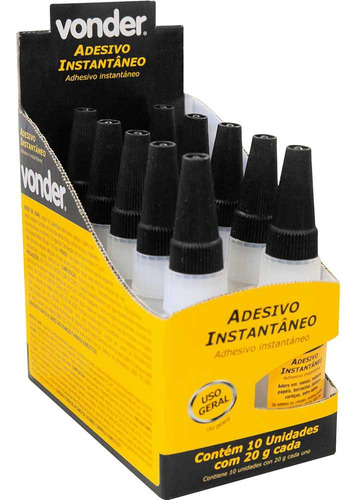 Kit 10 Unidades Adesivo Super Cola 20g Secagem Rápida Vonder