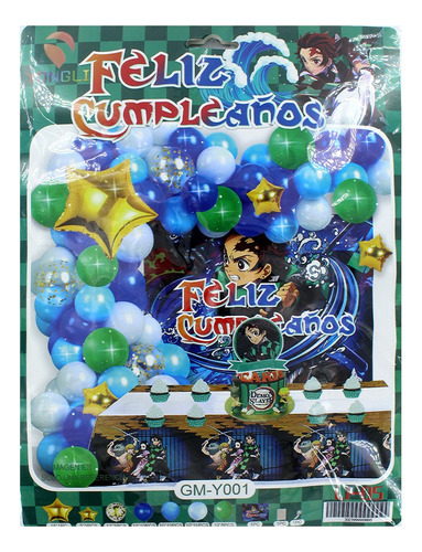 Set Kit Guirnalda Globos Cumpleaños Demon Slayer Anime 