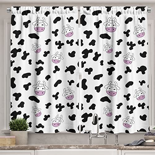 Ambesonne Cow Print Cortinas De Cocina, Animales De 52fhd