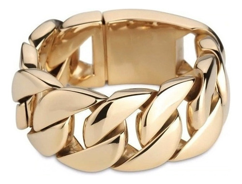 Brazalete De Cadena Cubana De Titanio Dorado En Bruto