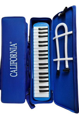 Flauta Melodica California 37 Teclas Azul Con Estuche Rígido