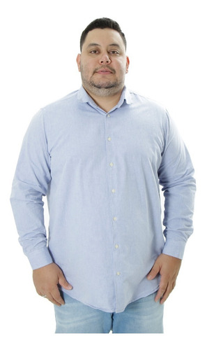 Imagem 1 de 4 de Camisa Social Masculina Manga Longa Tamanho Grande Plus Size