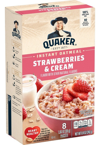 Avena Instantanea Quaker Fresas Con Crema 8 Sobres 240g