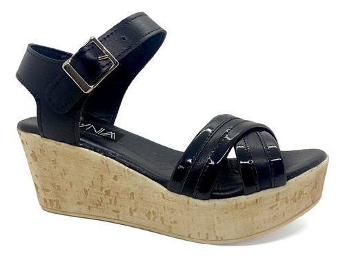 Sandalias Zapato Mujer Cuero Taco Chino Plataforma Corcho Kw