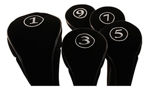 Fundas Negras Con Cierre Para Cabeza De Golf Driver 1, 3, 5,