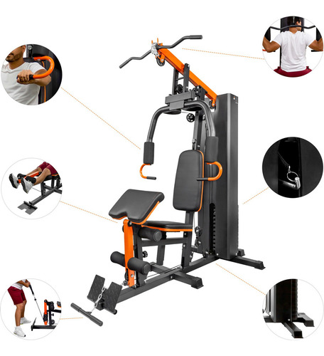 Gimnasio Multifuncional Uso Rudo Multiestacion Brazo Pierna Estructura Negro Centurfit mkz-multestacion