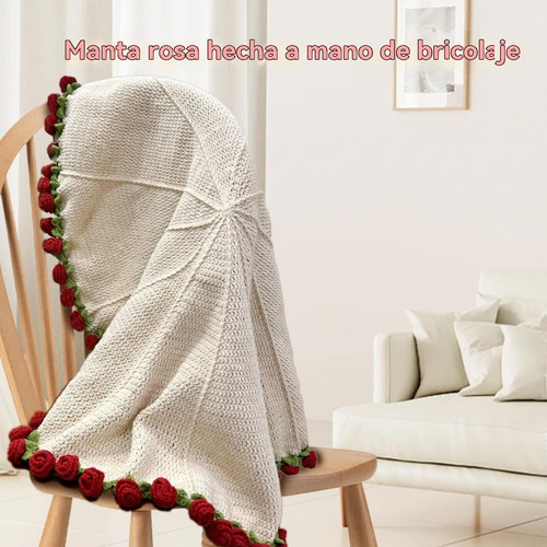 Cj Manta De Rosas Hecha A Mano, Ramo De Crochet
