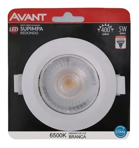 Spot Led Cob Embutir Redondo 5w 6500k Supimpa Avant