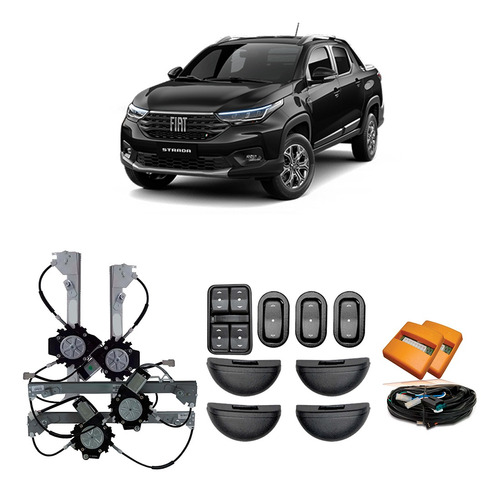 Imagem 1 de 4 de Kit Vidro Elétrico Fiat Nova Strada 2021 4pcompleto Tragial