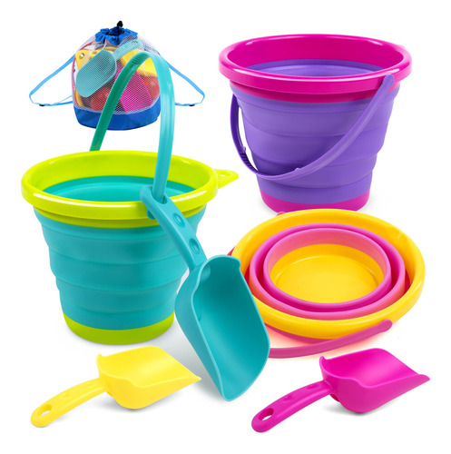 Juego De Cubos De Playa Plegables 7 Piezas Multicolor