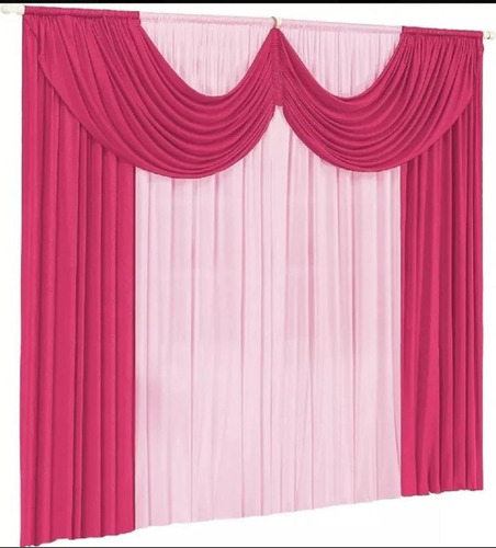 Cortina Para Sala E Quarto 2m Paris Malha Pink E Rosa
