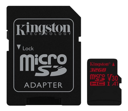 Imagen 2 de 4 de Micro Sd Kingston 32gb 4k 100mb/s V30 A1 Con Adaptador Origi