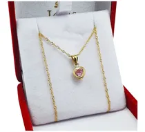 Comprar Conjunto Oro 18k Cadena Singapur Corazón Joyas Colores 