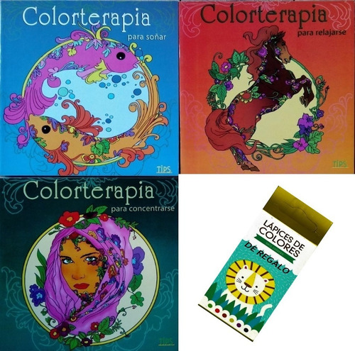 Lote X 3 Libros Para Pintar Mandalas + Lapices De Colores
