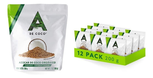 A De Coco®, Azúcar De Coco Orgánico 200 G - Paquete De 20