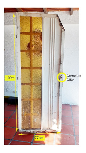 Puerta De Hierro Con Vidrios Y Cerradura