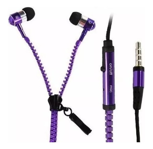 Auriculares  Con Cierre Y Microfono Kelyx Jack 3.5mm Violeta